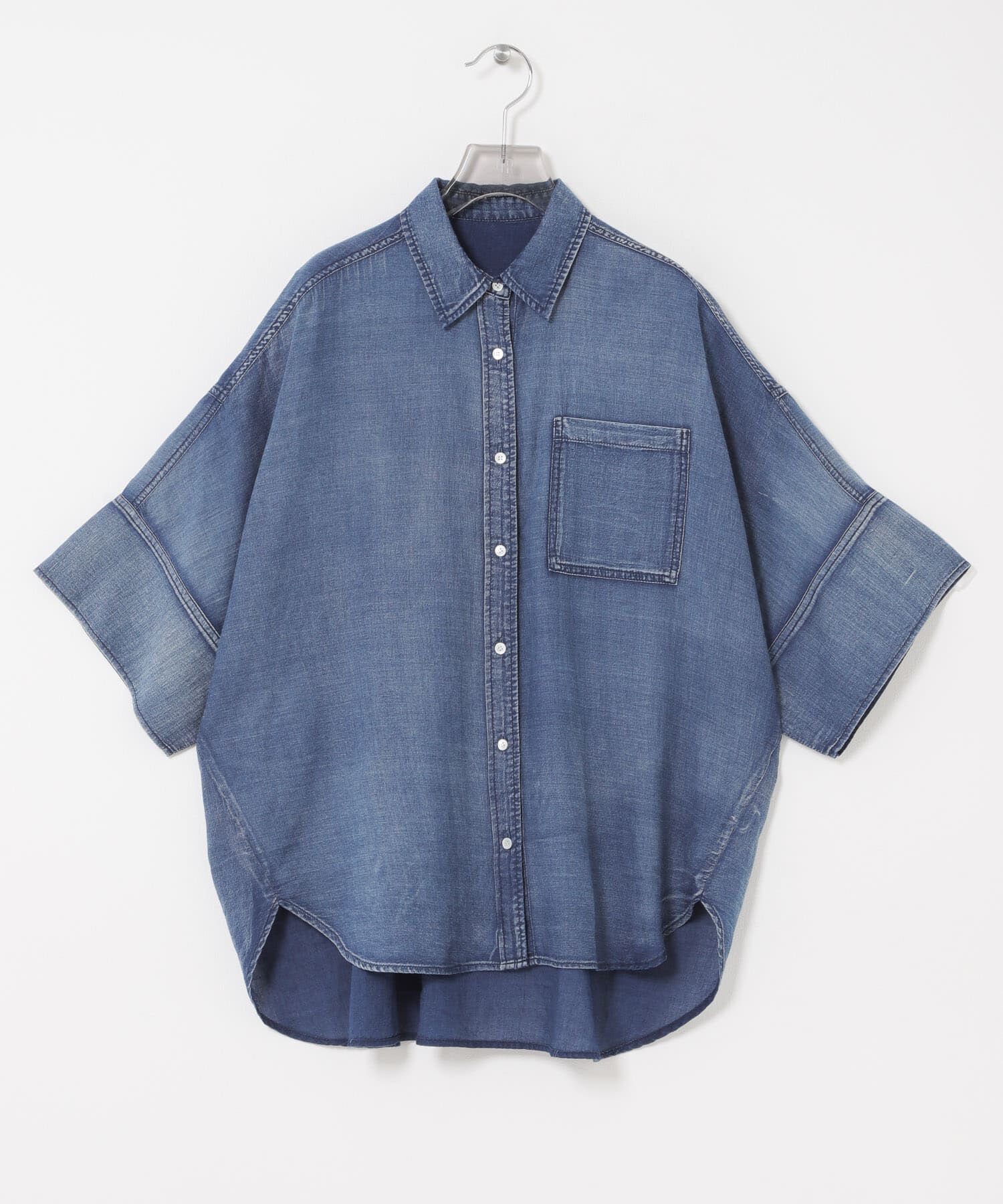 URBAN RESEARCH「ハーフスリーブシアーデニムシャツ」|シャツ・ブラウス|