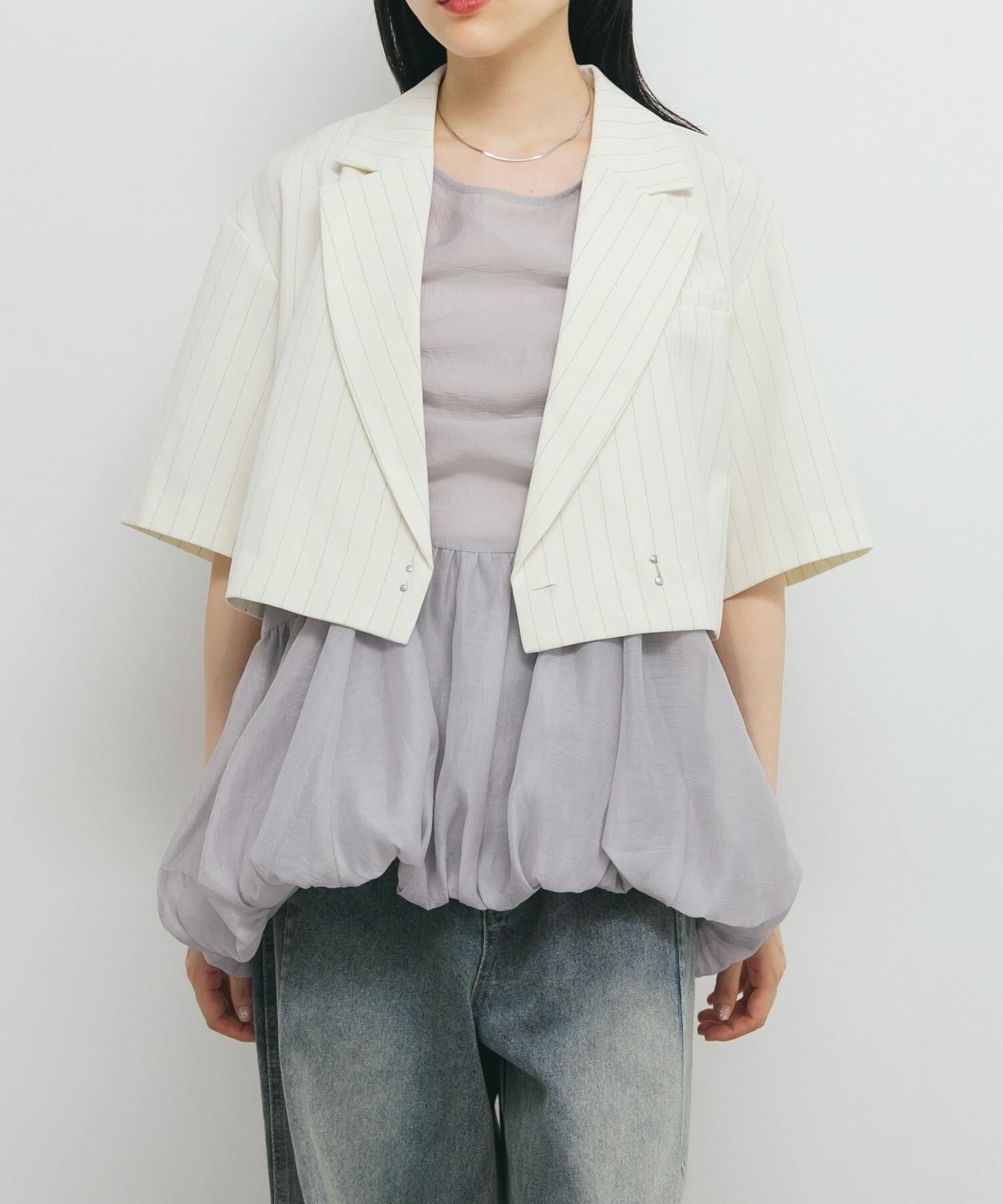  「ドロストバルーンスリーブレストップス」|チュニック|