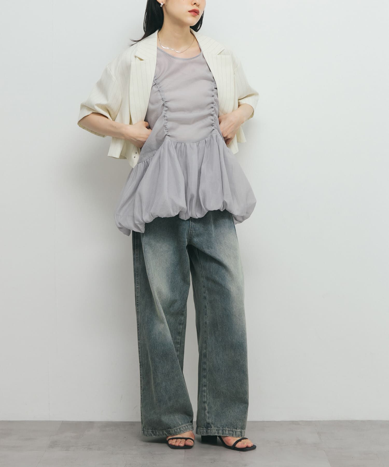  「ドロストバルーンスリーブレストップス」|チュニック|