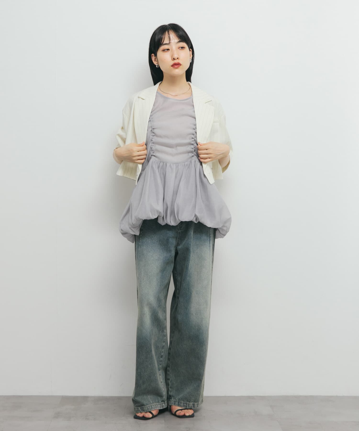  「ドロストバルーンスリーブレストップス」|チュニック|