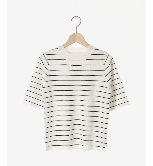 le.coeur blanc「《手洗い可能》5分袖ボーダーニットプルオーバー」|ニット・セーター|