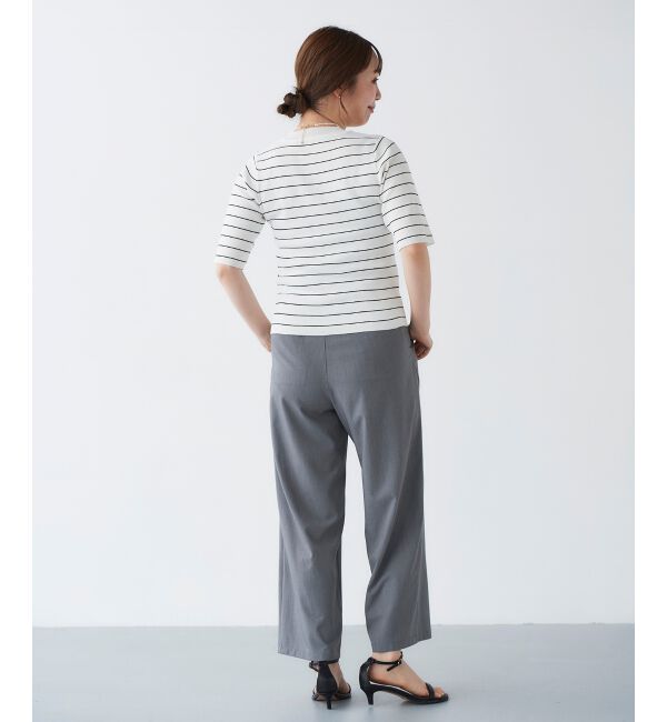 le.coeur blanc「《手洗い可能》5分袖ボーダーニットプルオーバー」|ニット・セーター|