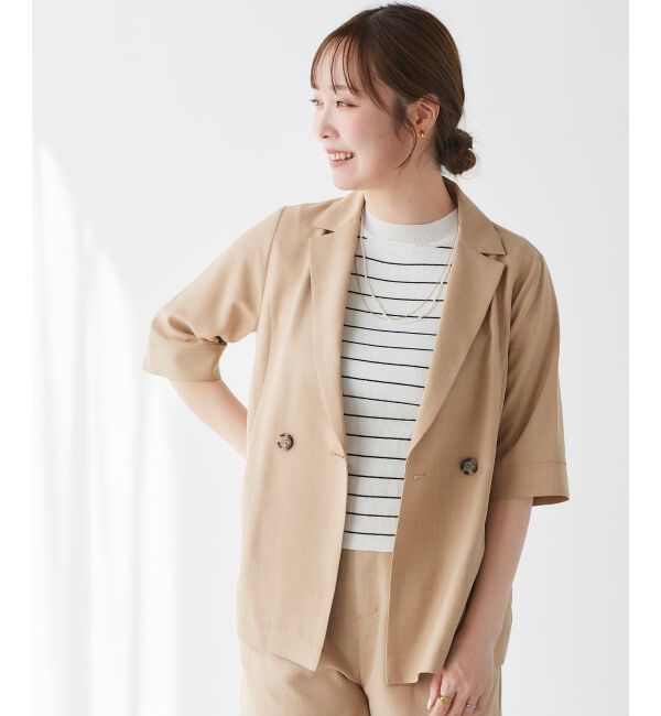 le.coeur blanc「《手洗い可能》5分袖ボーダーニットプルオーバー」|ニット・セーター|