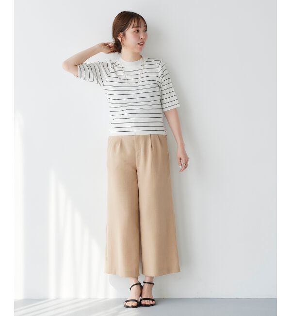 le.coeur blanc「《手洗い可能》5分袖ボーダーニットプルオーバー」|ニット・セーター|