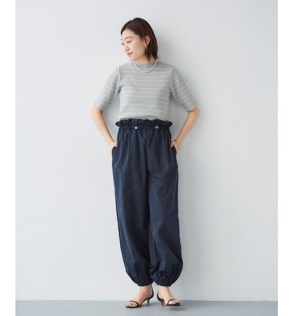 le.coeur blanc「《手洗い可能》5分袖ボーダーニットプルオーバー」|ニット・セーター|