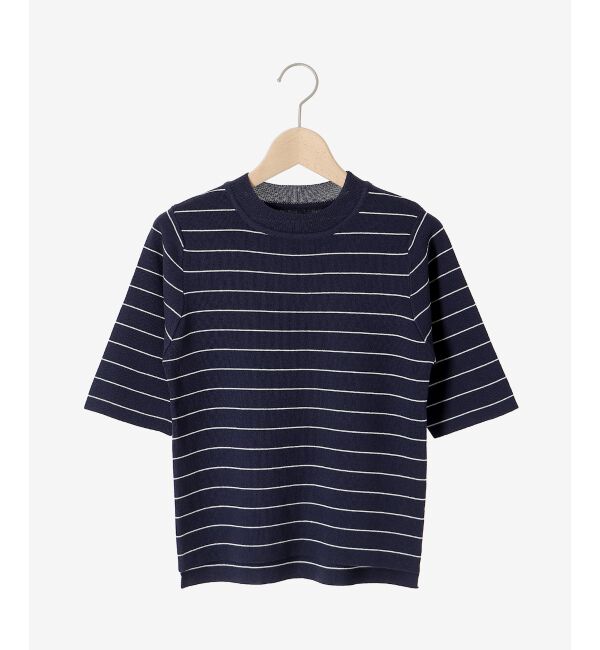 le.coeur blanc「《手洗い可能》5分袖ボーダーニットプルオーバー」|ニット・セーター|