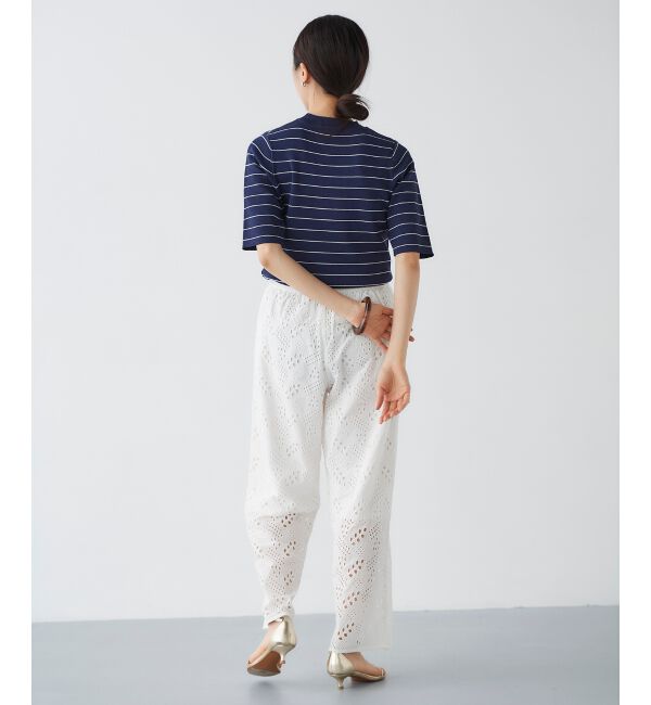 le.coeur blanc「《手洗い可能》5分袖ボーダーニットプルオーバー」|ニット・セーター|