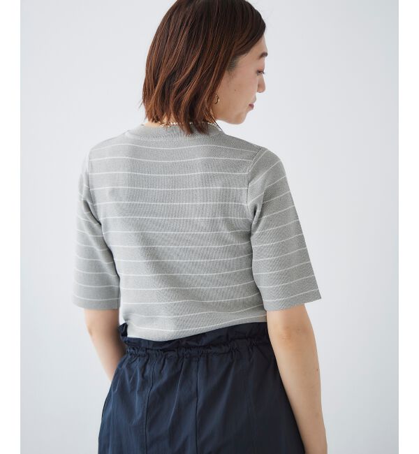 le.coeur blanc「《手洗い可能》5分袖ボーダーニットプルオーバー」|ニット・セーター|