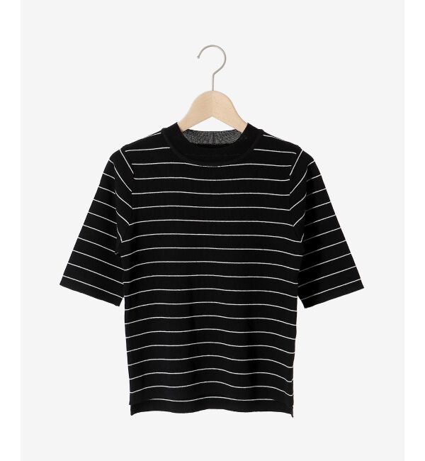 le.coeur blanc「《手洗い可能》5分袖ボーダーニットプルオーバー」|ニット・セーター|