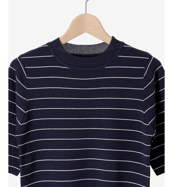 le.coeur blanc「《手洗い可能》5分袖ボーダーニットプルオーバー」|ニット・セーター|