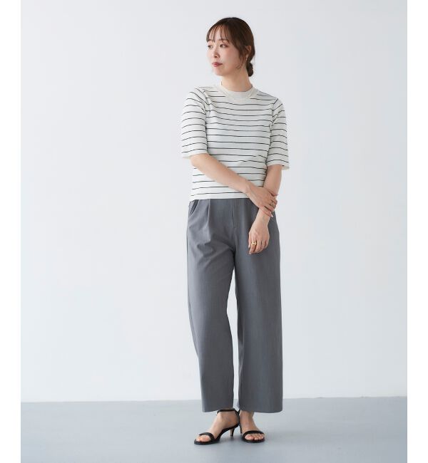 le.coeur blanc「《手洗い可能》5分袖ボーダーニットプルオーバー」|ニット・セーター|