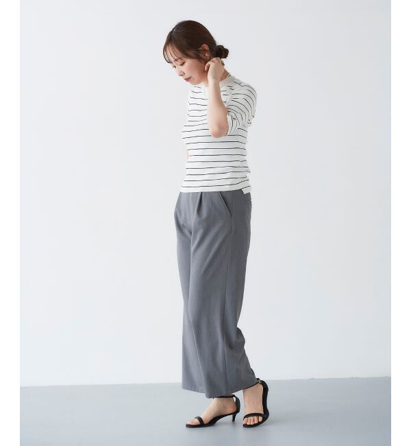 le.coeur blanc「《手洗い可能》5分袖ボーダーニットプルオーバー」|ニット・セーター|