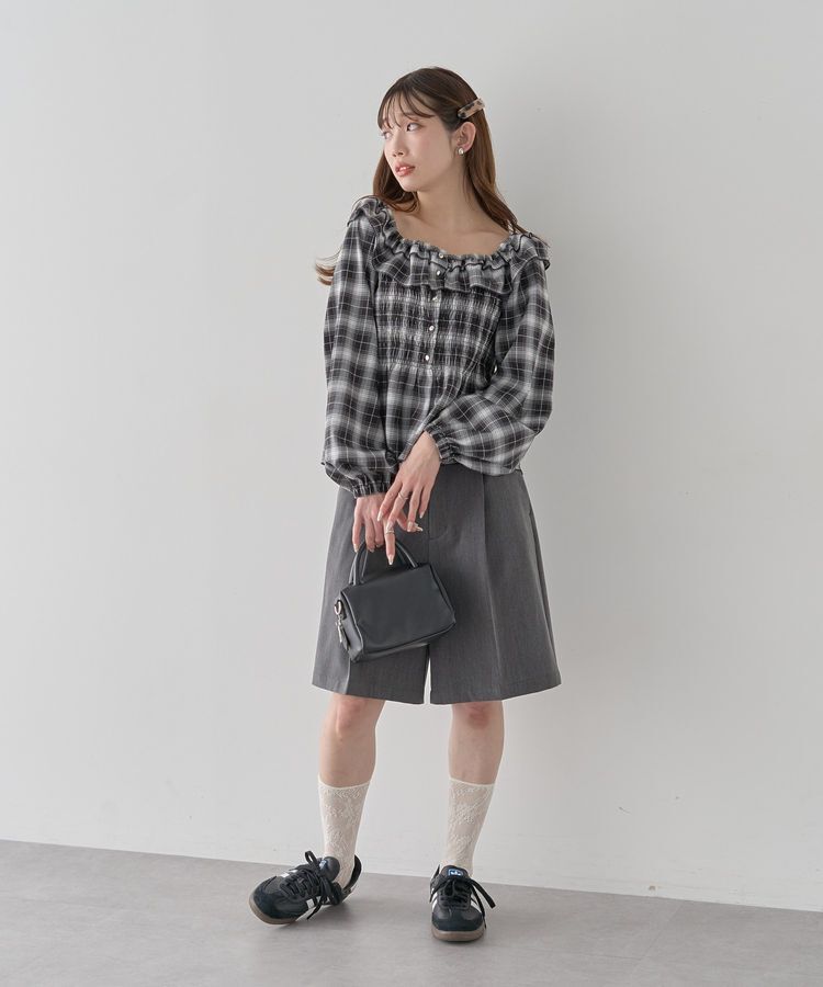 earth music&ecology「チェックシャーリングブラウス」|シャツ・ブラウス|