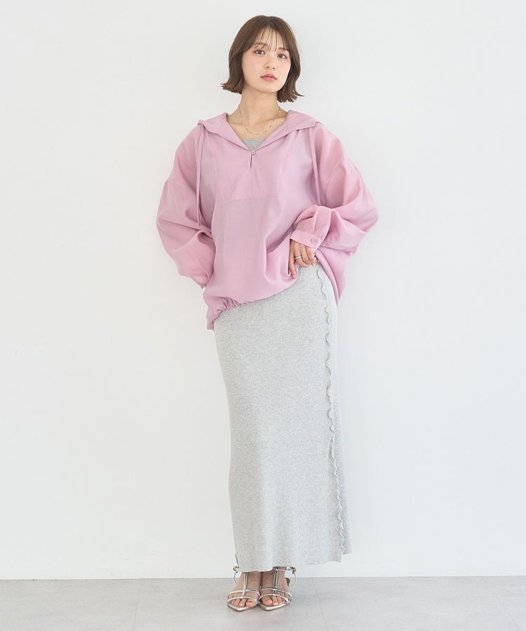 earth music&ecology「サイドメローリブニットスカート」|タイト|