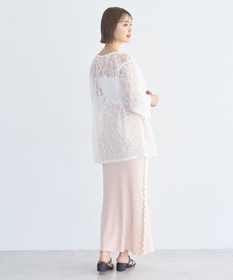 earth music&ecology「サイドメローリブニットスカート」|タイト|