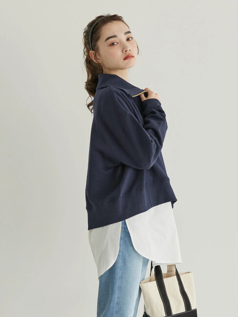  「SET ハーフZIPスウェット+シャツテールプルオーバー」|Tシャツ・カットソー|