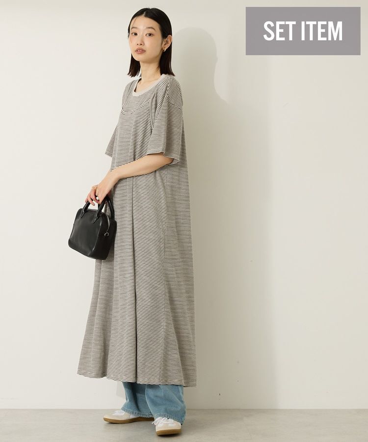 AMERICAN HOLIC「【2点セット】レイヤードボーダーＴワンピース」|ワンピース|Black