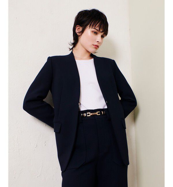 allureville「マットストレッチノーカラージャケット」|ノーカラージャケット|