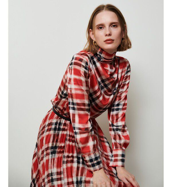allureville「LISAチェックプリントブラウス」|シャツ・ブラウス|レッド