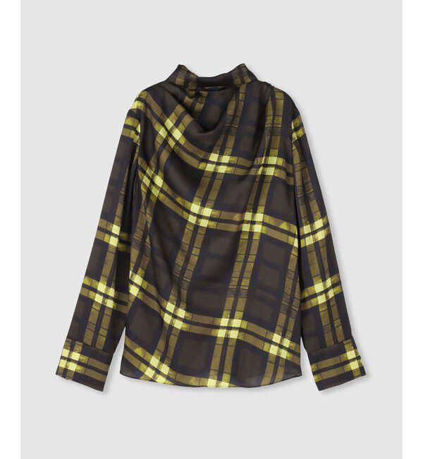 allureville「LISAチェックプリントブラウス」|シャツ・ブラウス|ブラウン