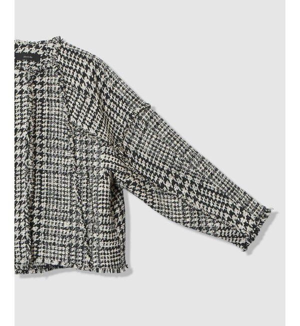 allureville「ハウンドトゥースブロッキングジャケット」|ノーカラージャケット|