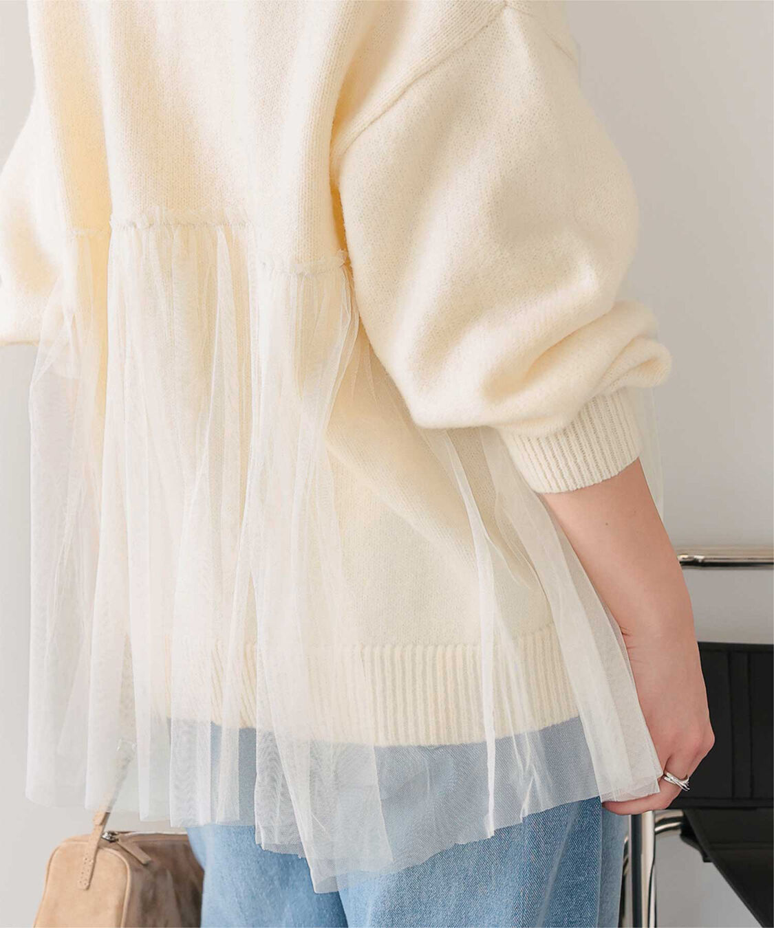 titivate「チュールドッキングVネックニットカーディガン」|カーディガン|