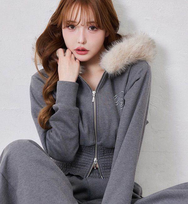  「【セットアップ可能】フェイクファーパーカー」|プルオーバー|