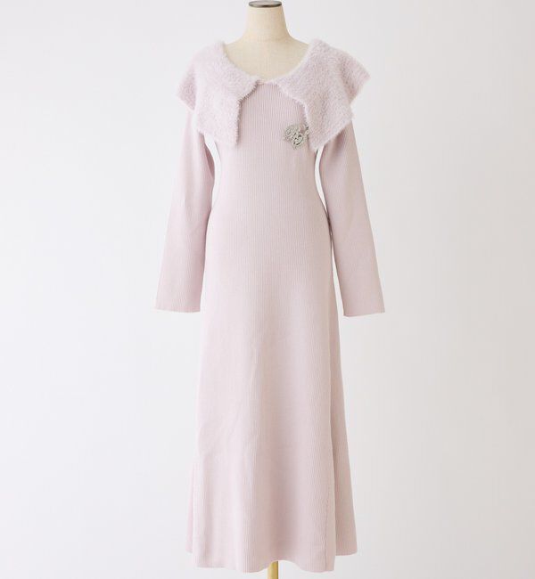  「ブローチ付きニットワンピース」|ワンピース|