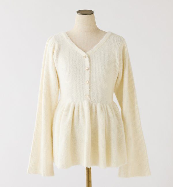  「バックリボンフェザーペプラムニット」|ニット・セーター|