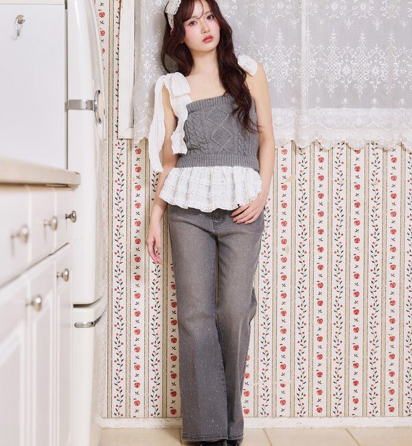  「【Denim Collection】肩リボンビスチェ」|シャツ・ブラウス|