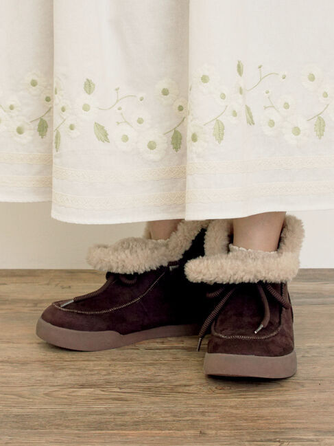 Samansa Mos2「ボアスニーカーブーツ」|ショートブーツ|ダークブラウン