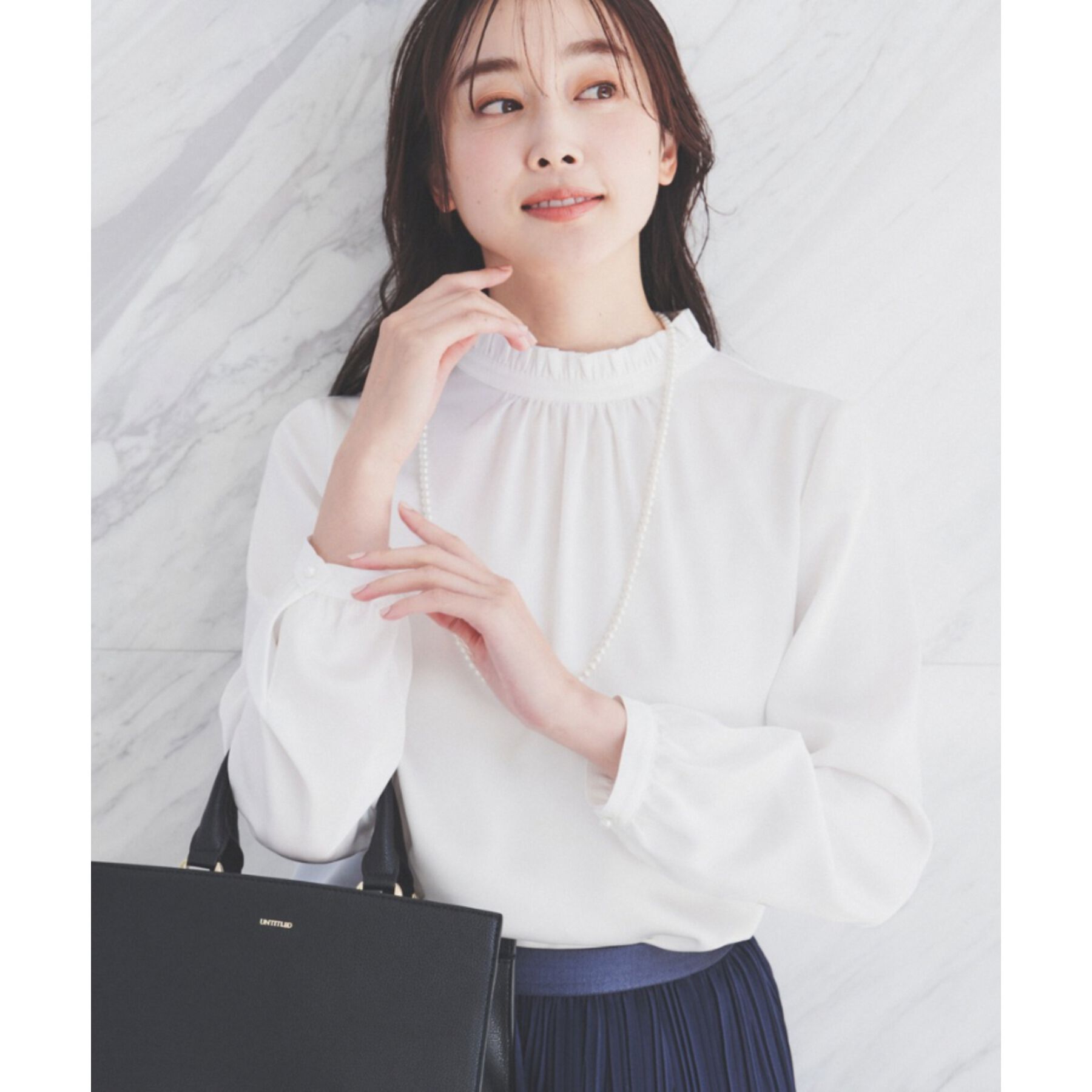 UNTITLED「【通勤】スタンドネック フリルブラウス」|シャツ・ブラウス|