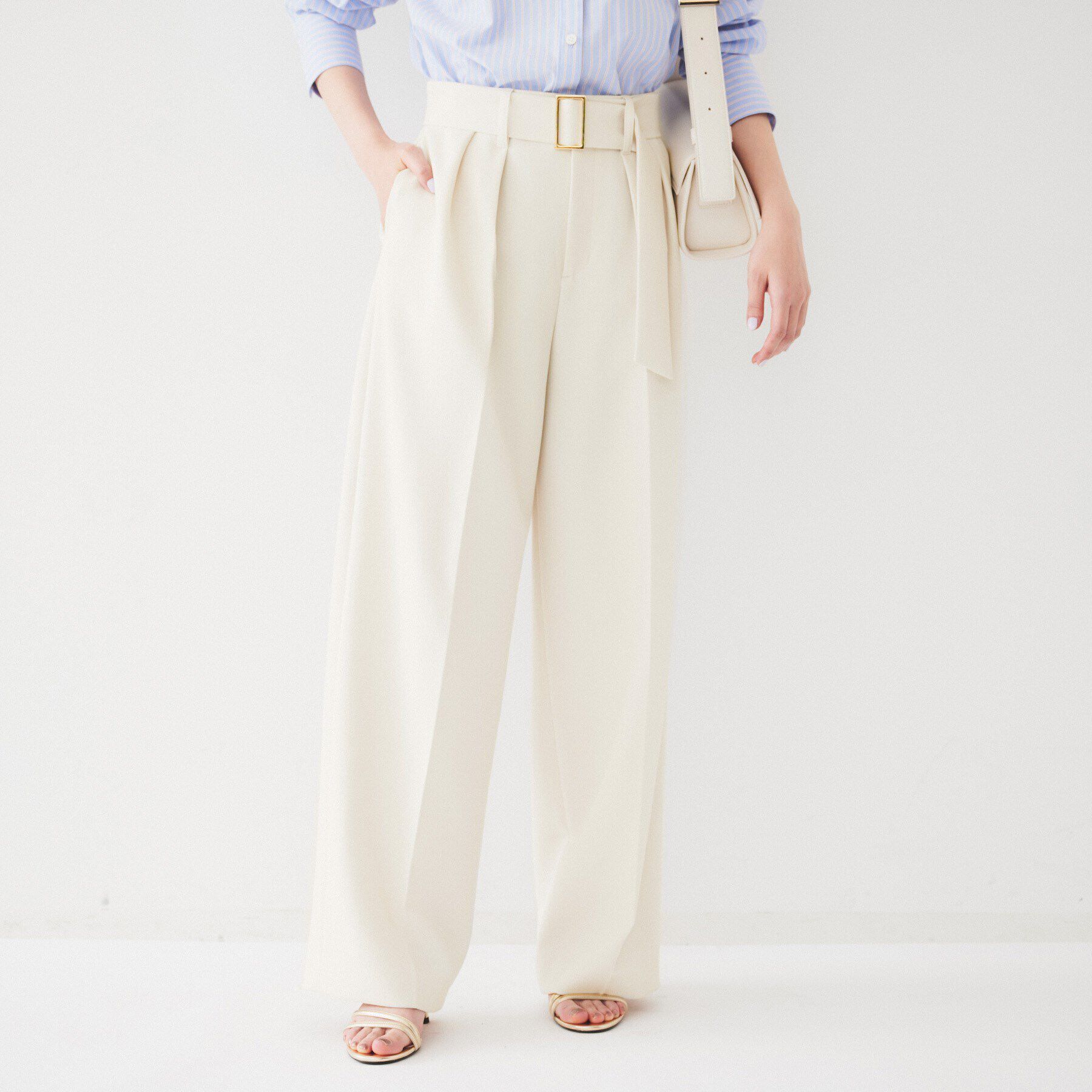 UNTITLED「ベルト付き2タックパンツ」|その他|アイボリー(004)
