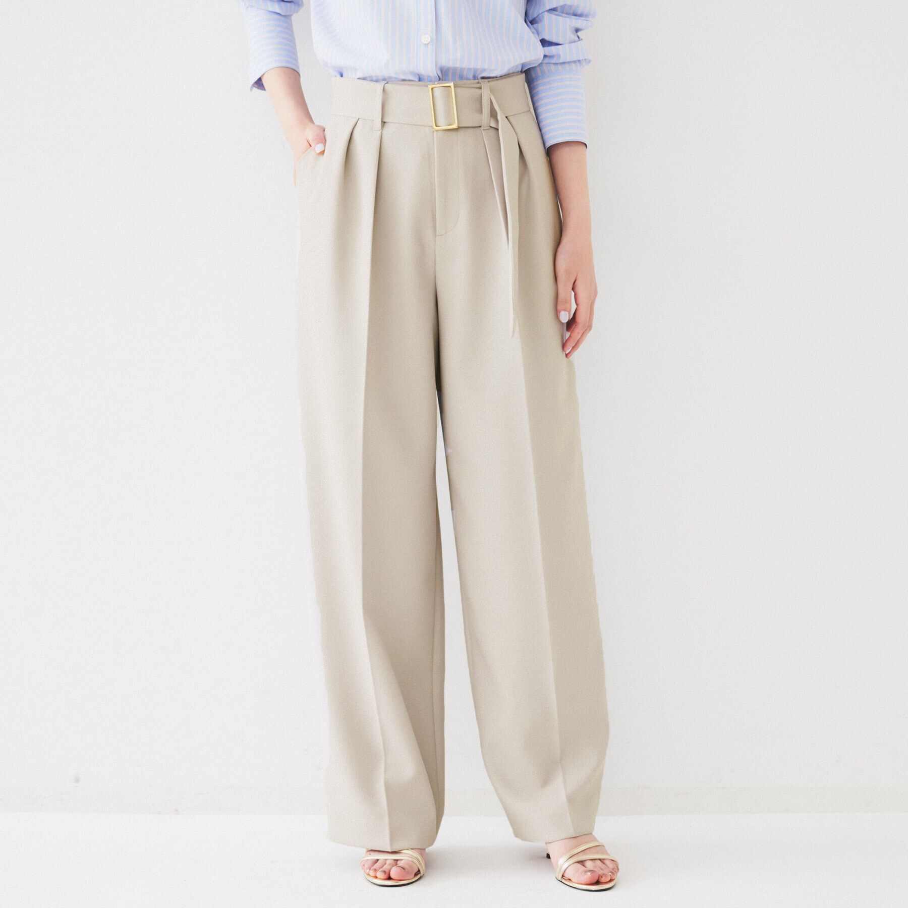 UNTITLED「ベルト付き2タックパンツ」|その他|グレージュ(050)