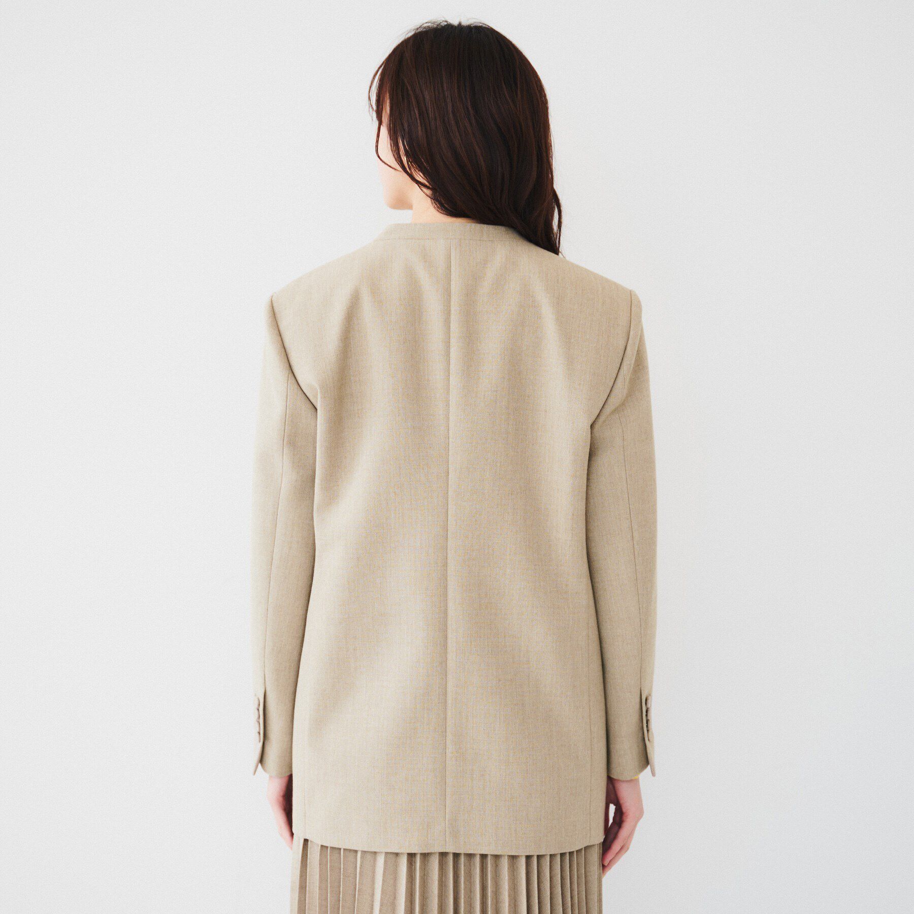 UNTITLED「【セットアップ可能】リネンライクキャンバス カラーレスジャケット」|ノーカラージャケット|