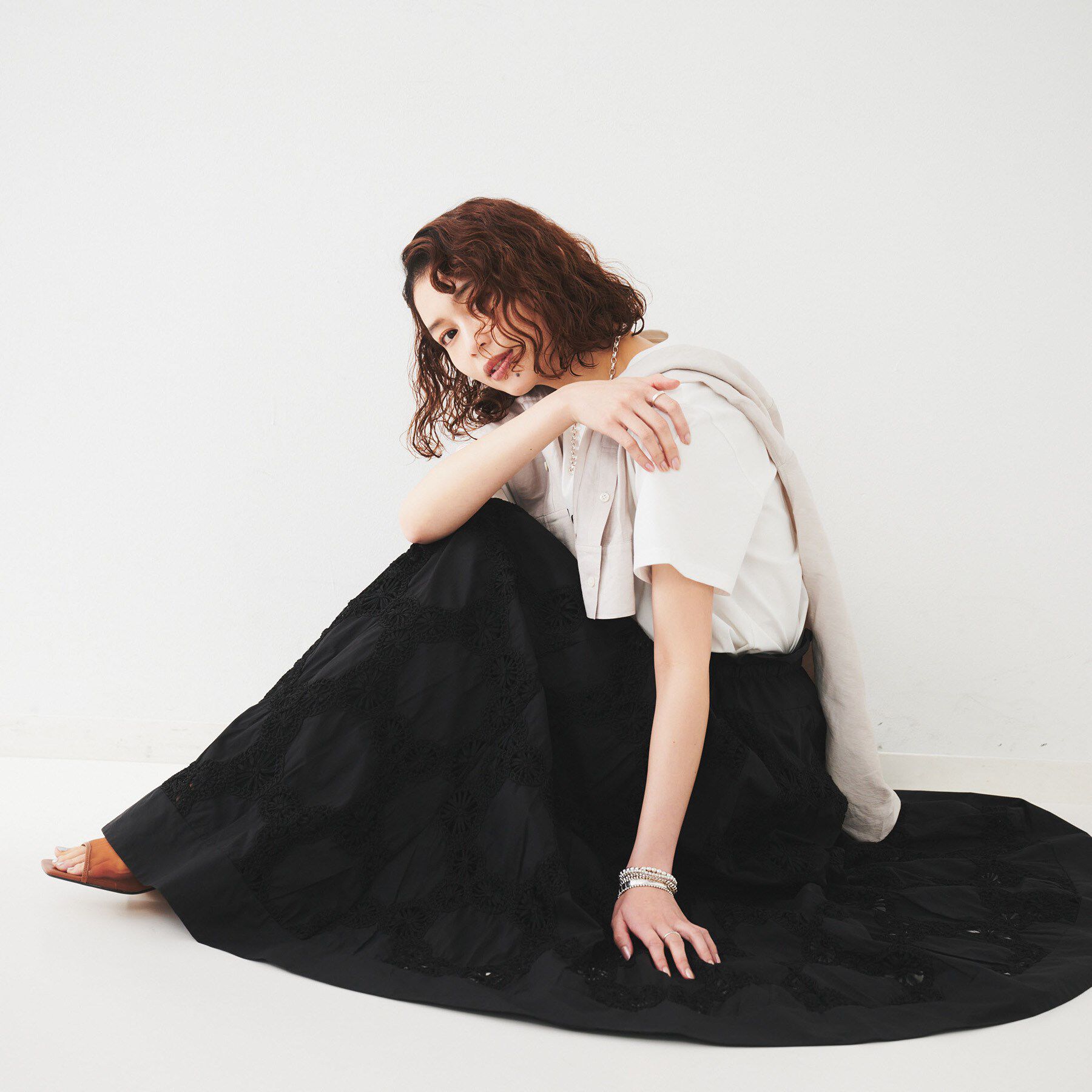 UNTITLED「【トレンド／刺繍レース】サークルモチーフ コットンスカート」|スカート|