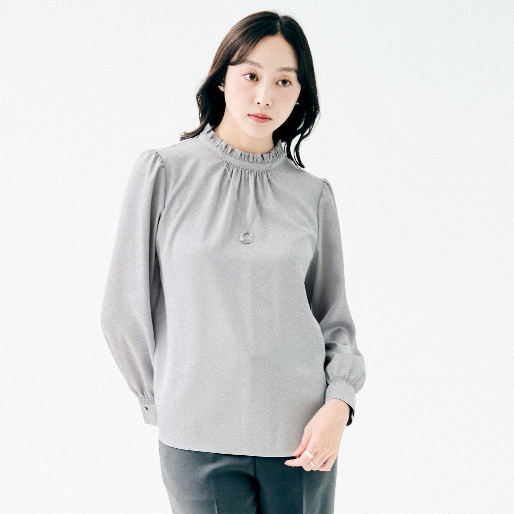 UNTITLED「【セレモニー/定番人気】ハイネックフリル ブラウス」|シャツ・ブラウス|