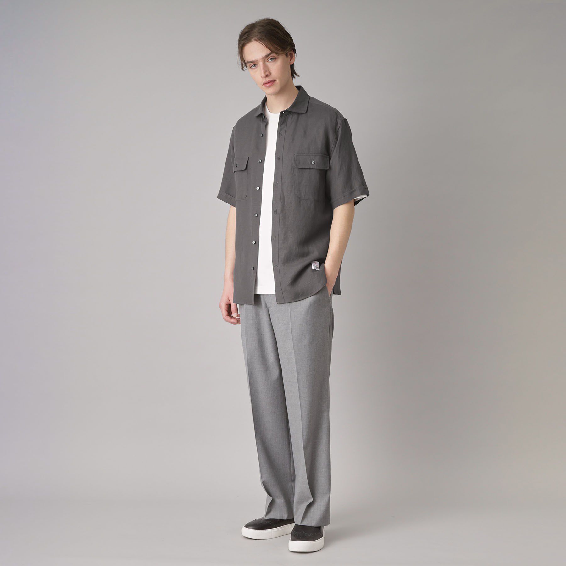 DRESSTERIOR「リネンレーヨン ハーフスリーブシャツ」|シャツ・ブラウス|