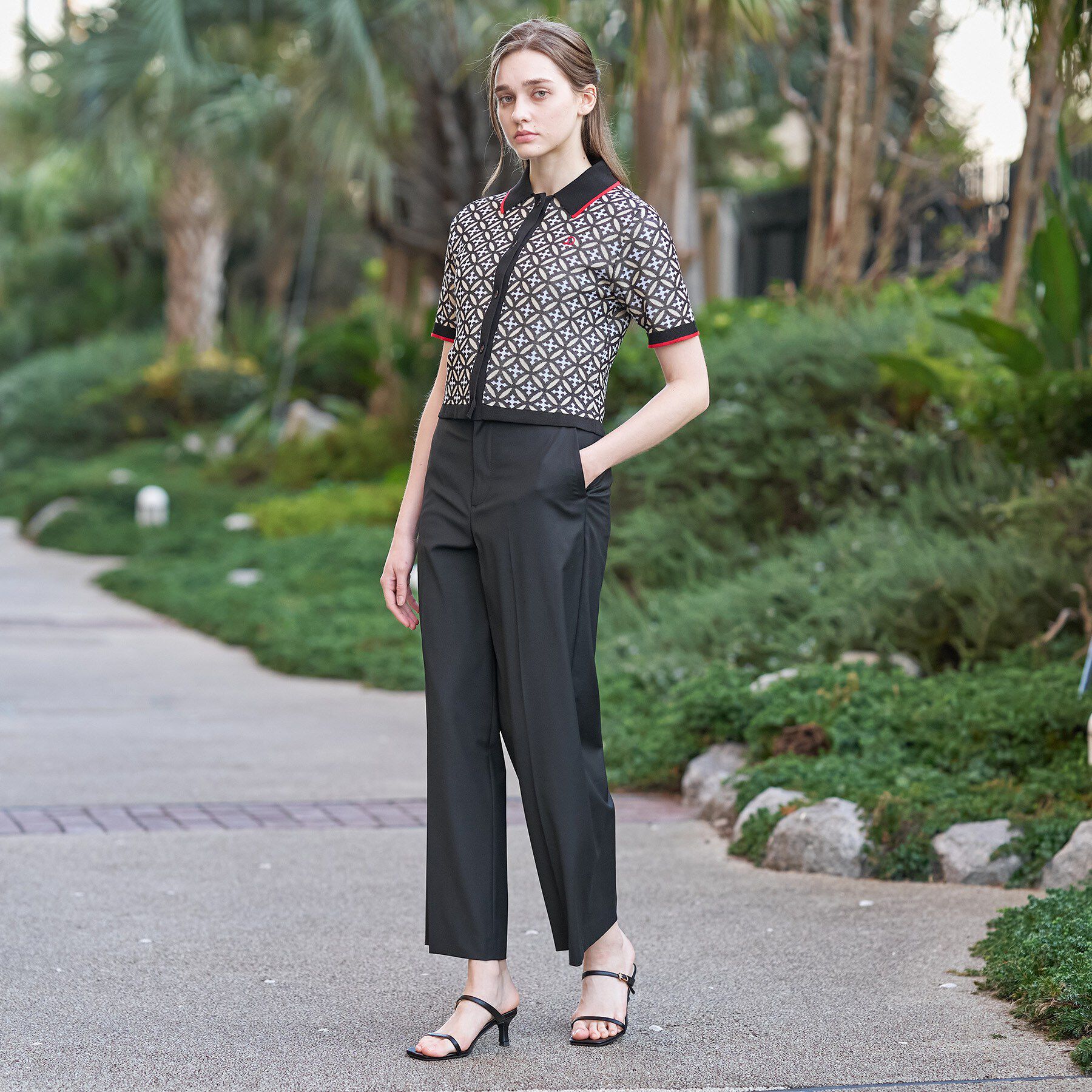 DRESSTERIOR「オーバーラップサークルニットシャツカーデ」|ニット・セーター|