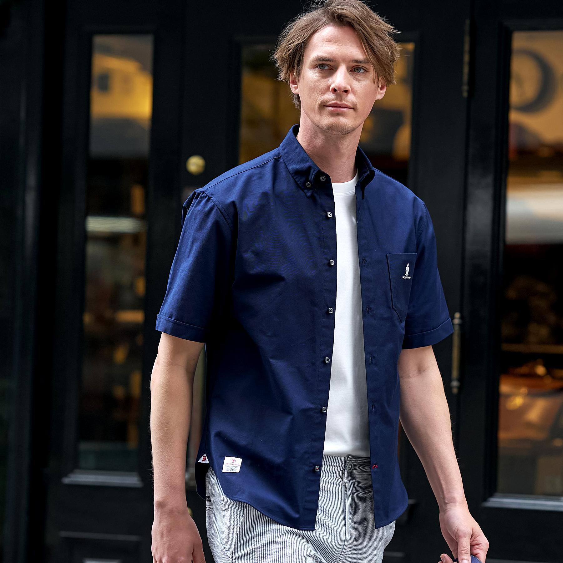 DRESSTERIOR「ナイトエンブロイ オックスシャツ」|シャツ・ブラウス|ネイビー(094)