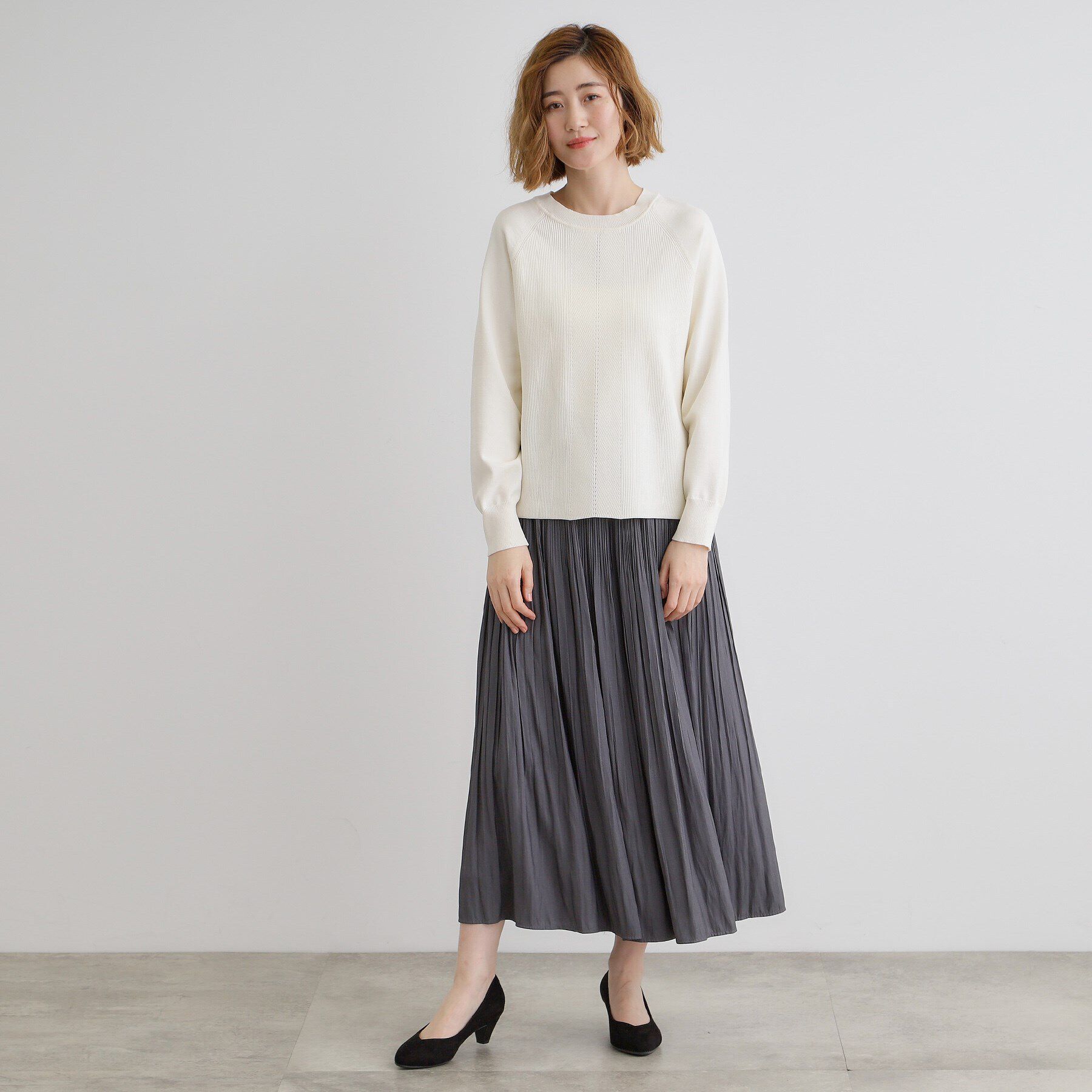 grove「畦編みクルーネックニット」|ニット・セーター|