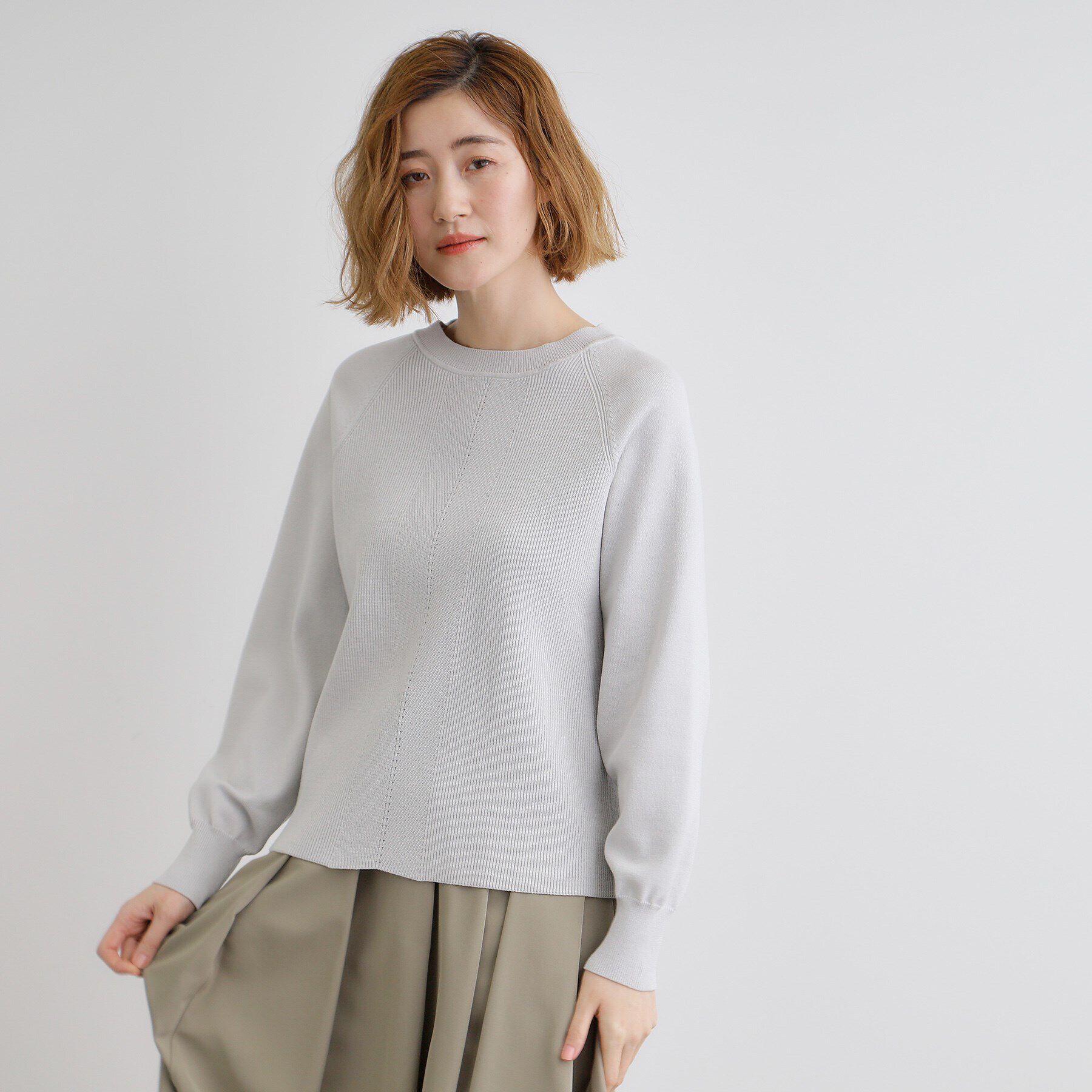 grove「畦編みクルーネックニット」|ニット・セーター|