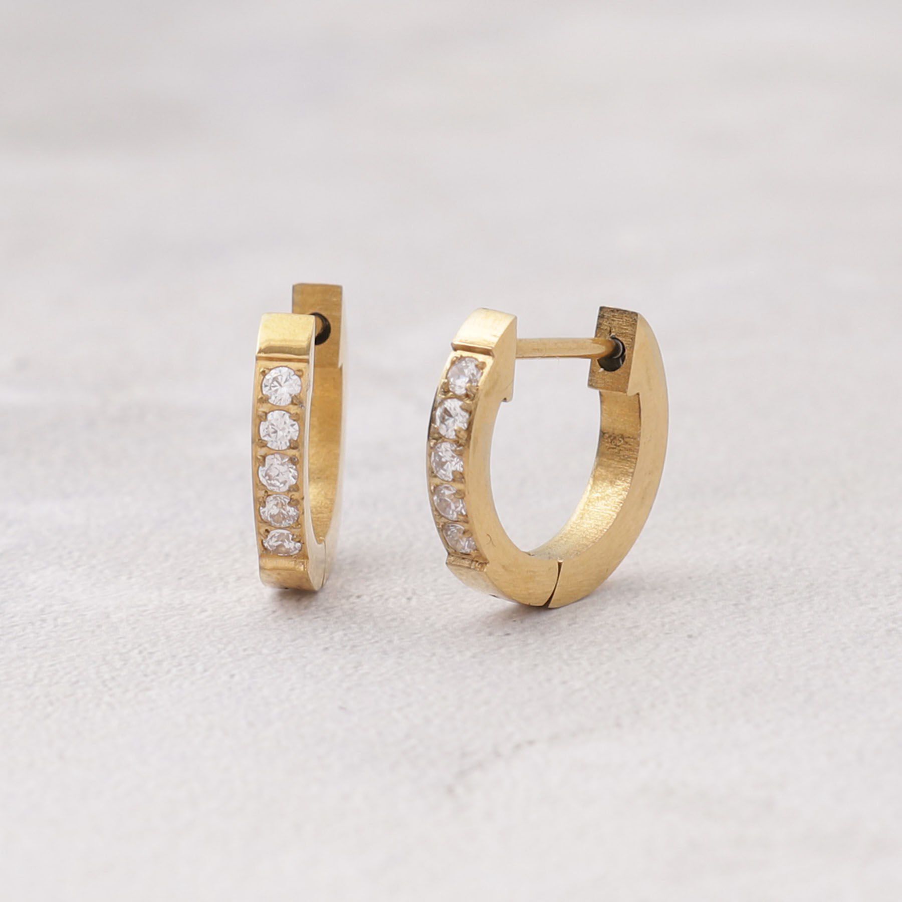 grove「【ステンレス】メタルビジューフープピアス」|ピアス|ゴールド(007)