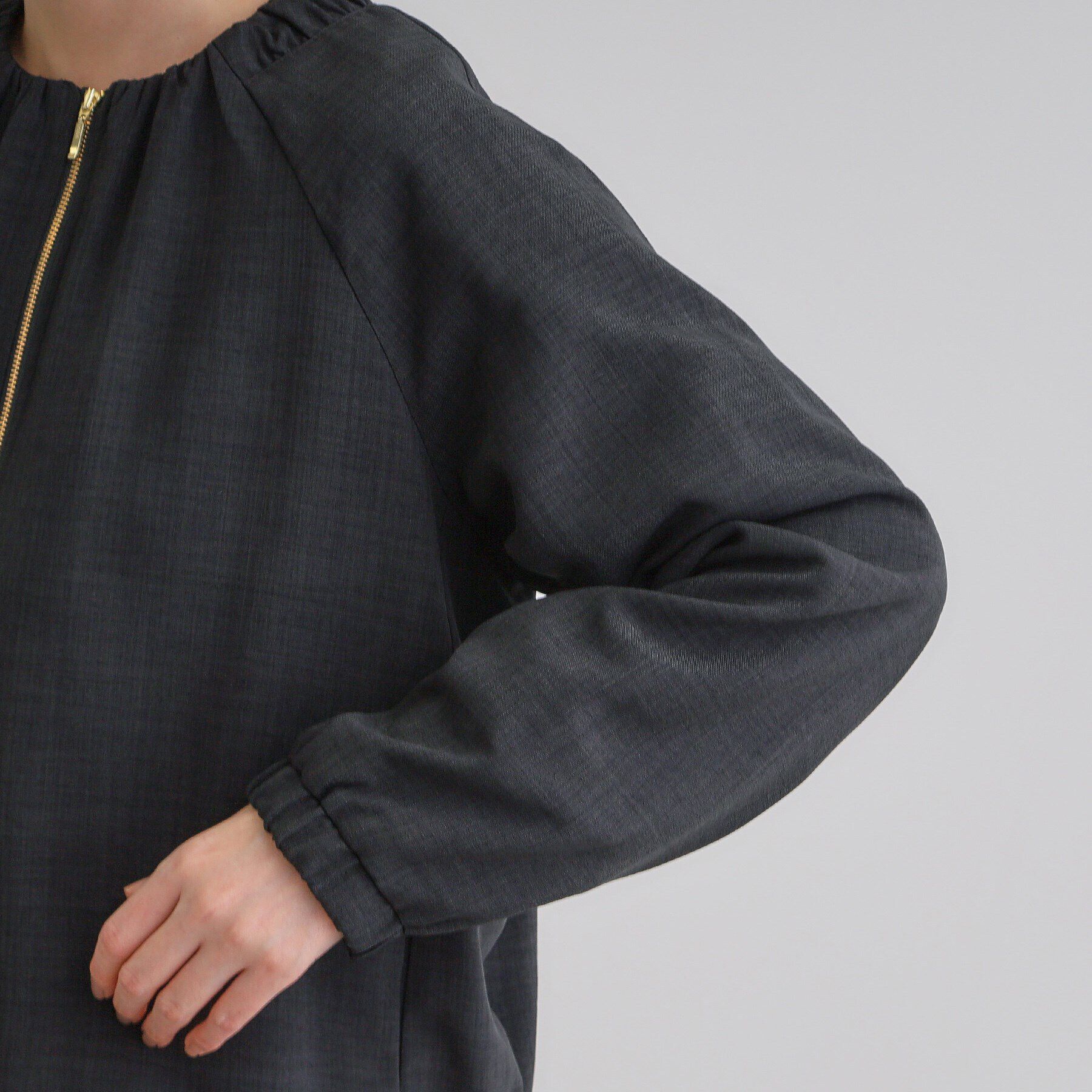 grove「軽やかに羽織る　リネンライクノーカラーブルゾン」|ブルゾン・スタジャン|