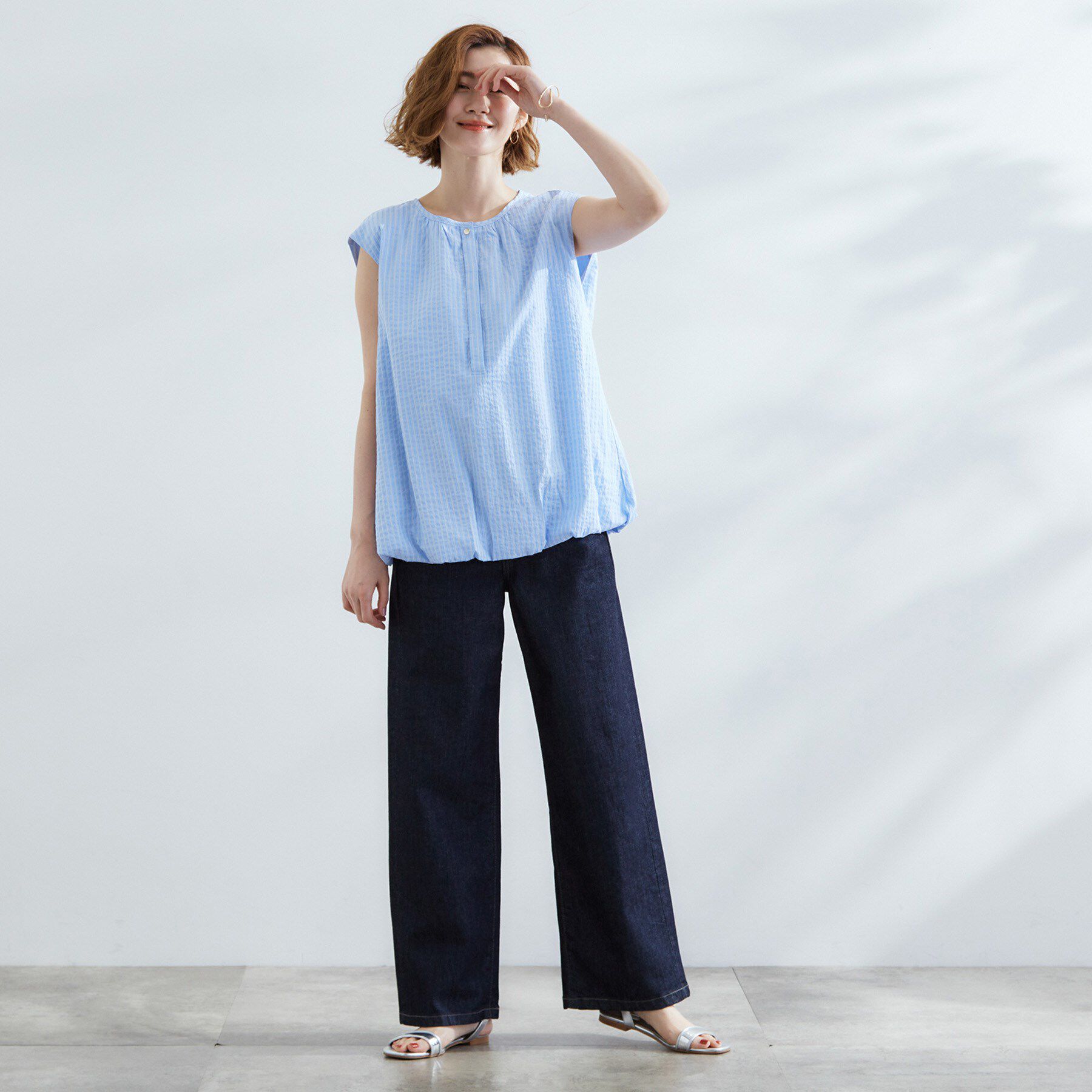 grove「裾のボリュームが今年気分　ストライプバルーンブラウス」|シャツ・ブラウス|