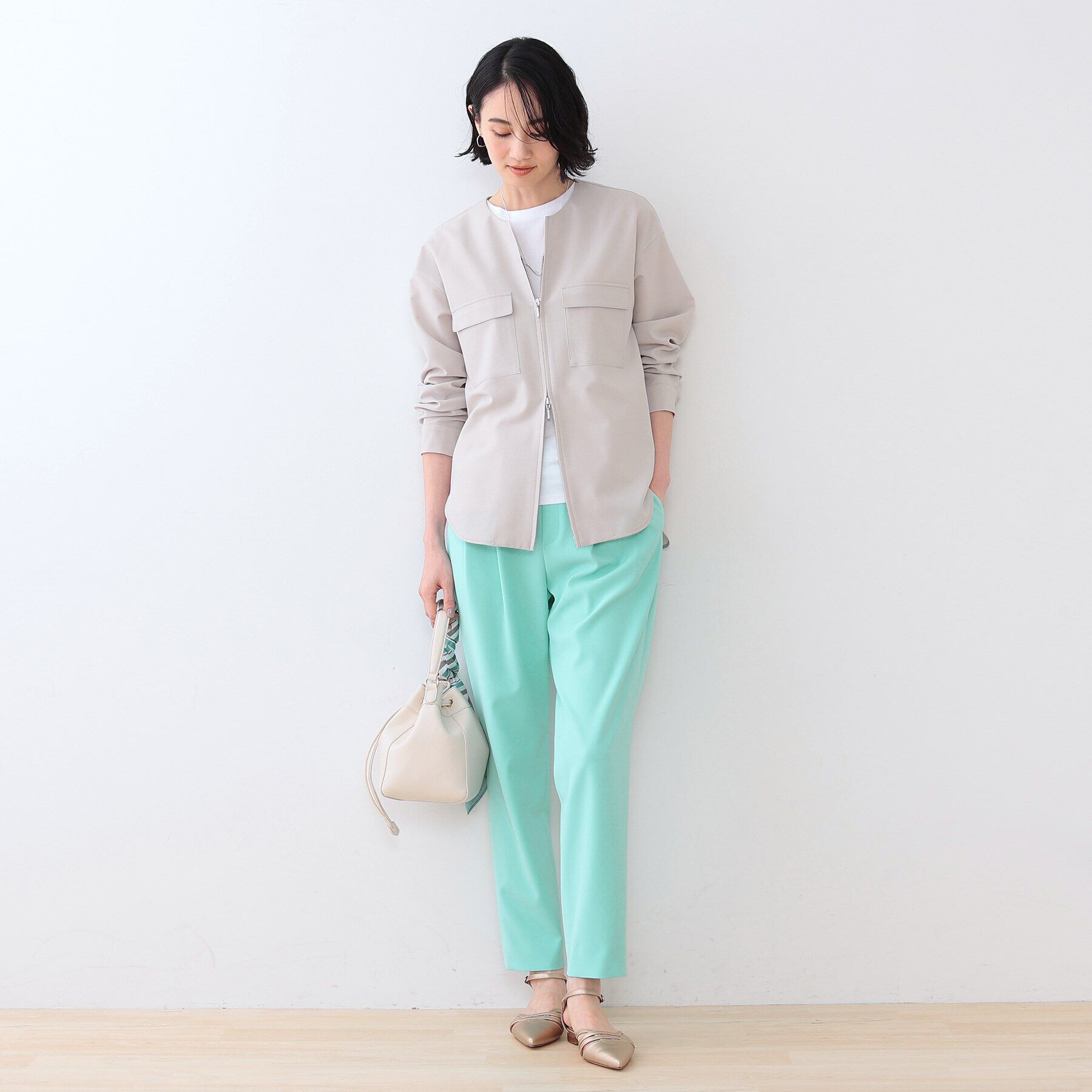 INDIVI「【褒められパンツ】ストレッチ タックテーパードパンツ」|その他|