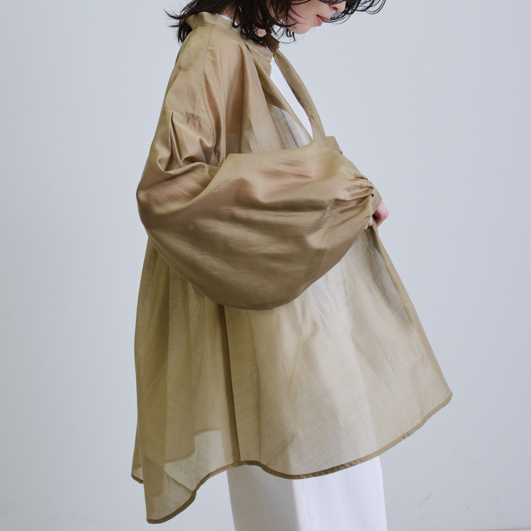 GALLEST「シアーローンミドル丈シャツ/シアーシャツ/シアートップス【洗える】」|シャツ・ブラウス|