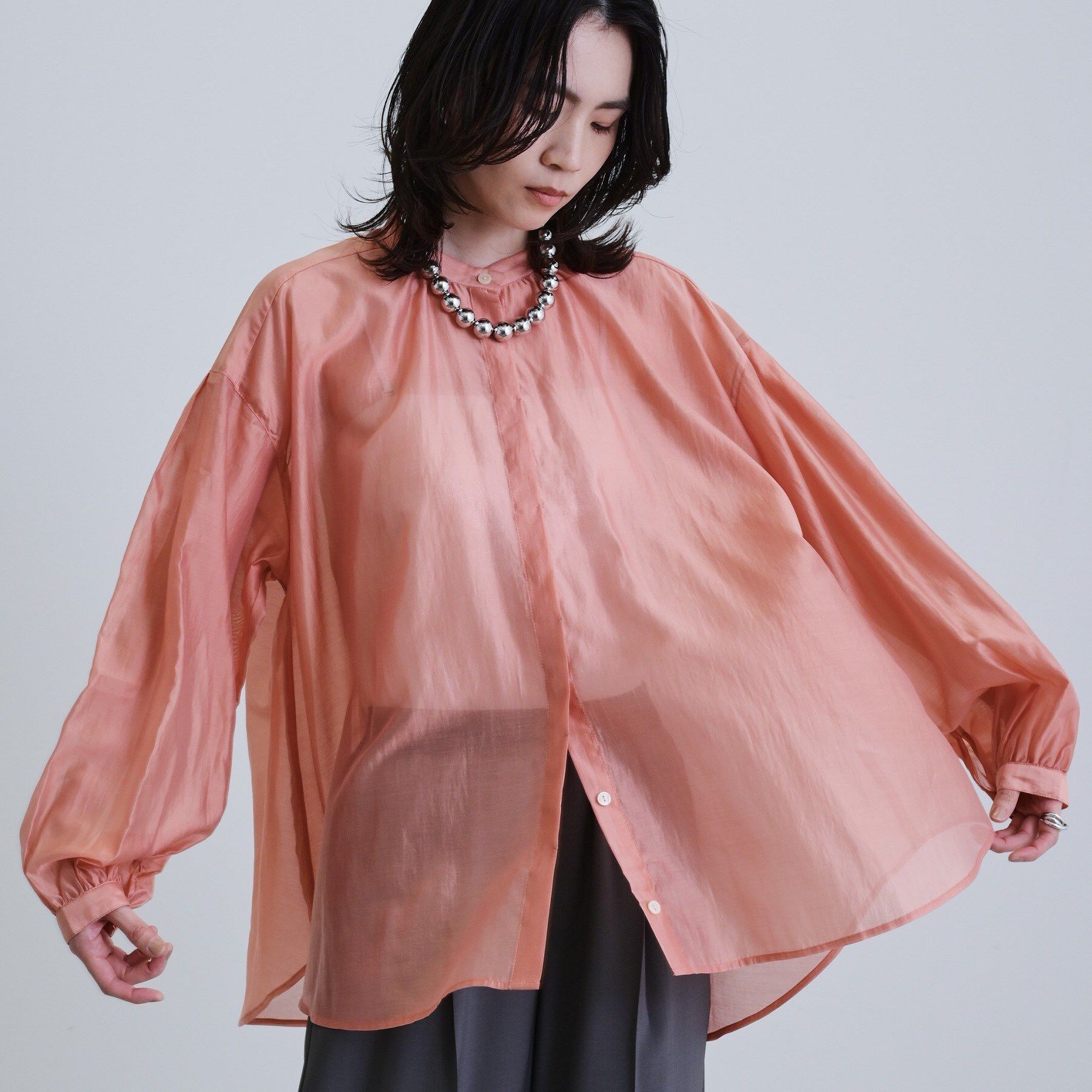 GALLEST「シアーローンミドル丈シャツ/シアーシャツ/シアートップス【洗える】」|シャツ・ブラウス|