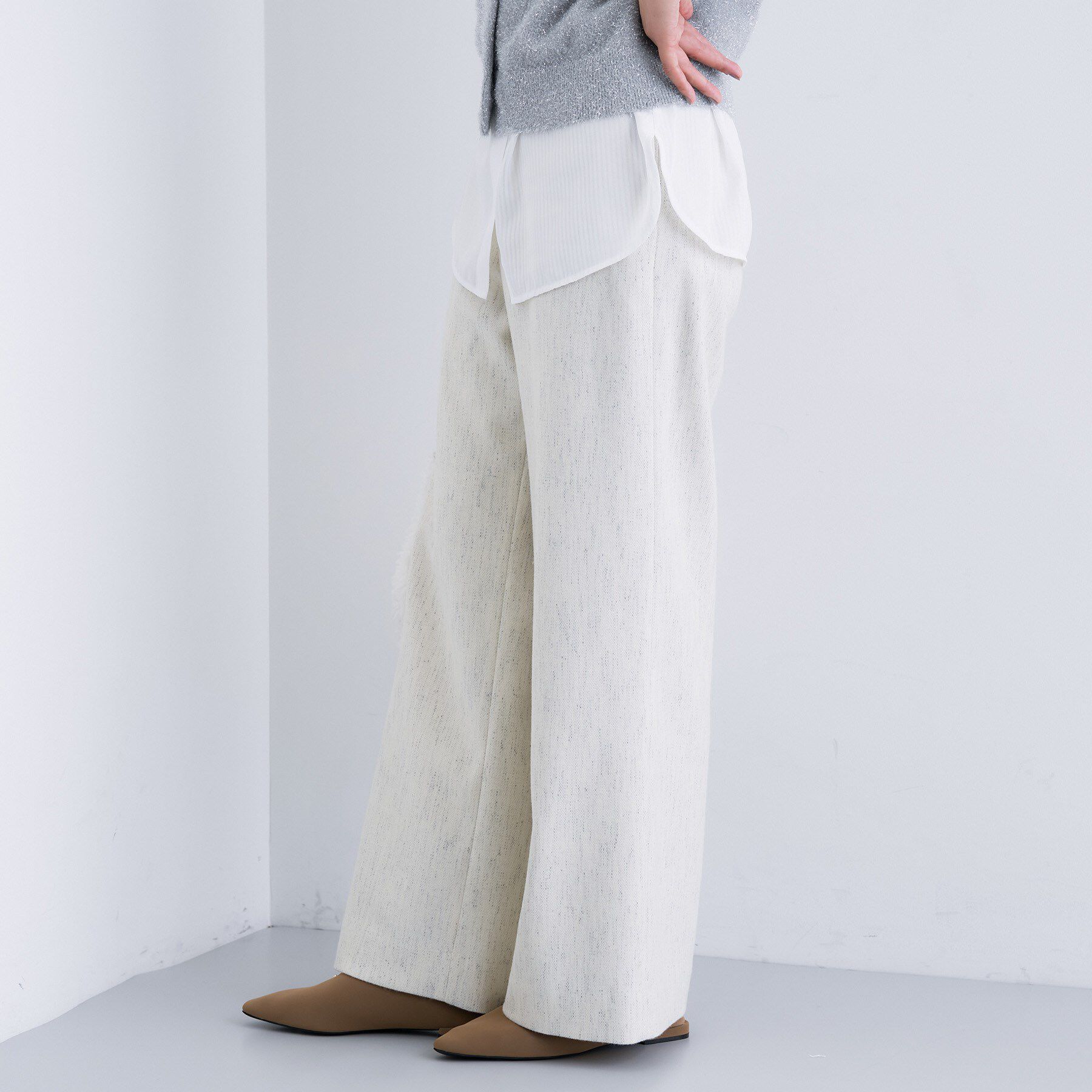 INDIVI「【褒められパンツ／ウール混】ウォームウール ワイドパンツ」|その他|