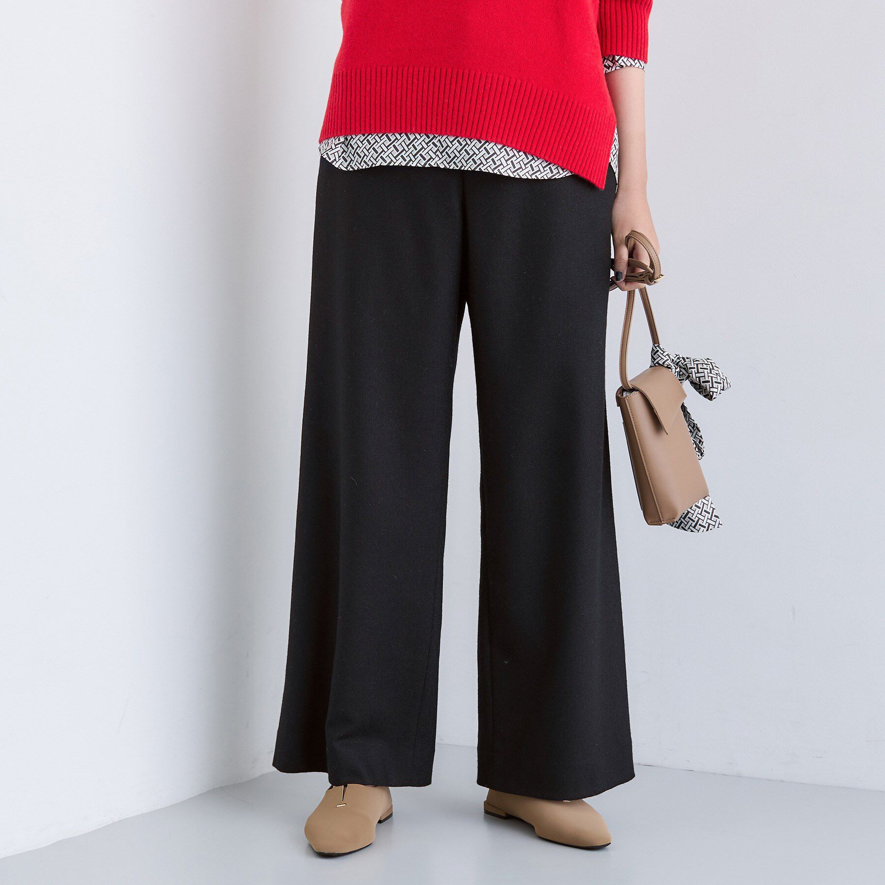 INDIVI「【褒められパンツ／ウール混】ウォームウール ワイドパンツ」|その他|